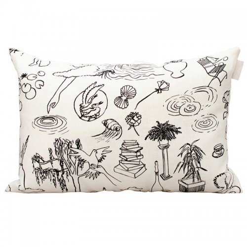 Saana ja Olli Mielenmaisemia 쿠션 커버 40 x 60 cm 화이트 - 블랙 SOHMP11-31-WH-BL
