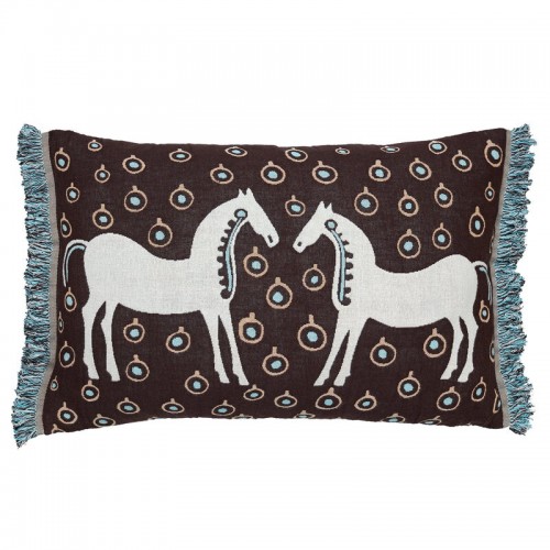 MARIMEKKO 마리메꼬 Musta Tamma 쿠션 커버 40 x 60 cm brown - 블루 MA071274-810