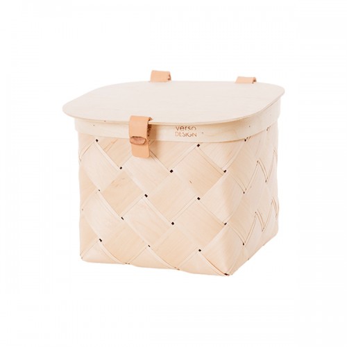 Verso Design Lastu birch basket with lid S VDWB14-201
