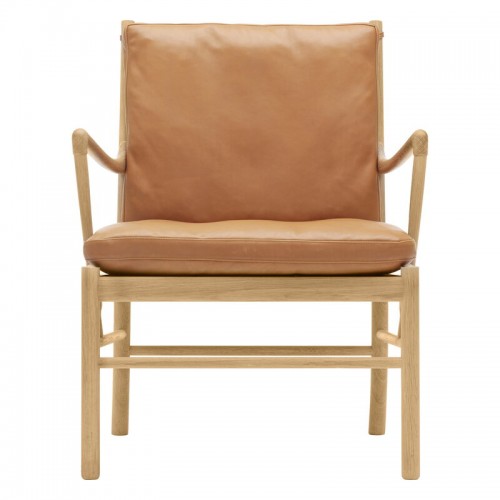 CARL HANSEN & SU00F8N OW149 콜로니얼 라운지체어 오일 오크 - 코냑 레더 Sif 95 Carl Hansen & Su00f8n OW149 Colonial lounge chair  oiled oak - cognac leather Sif 95 04037