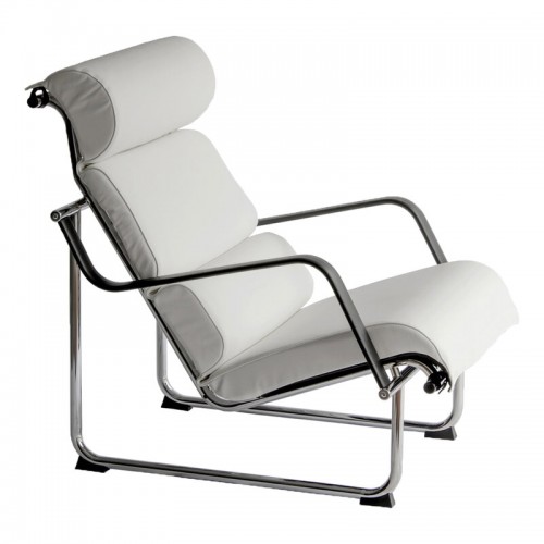 Yrjoe Kukkapuro Remmi lounge 의자 크롬 - 화이트 leather MOD-37YRKUREKRNVA