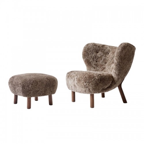 &TRADITION 앤트레디션 Little Petra lounge 의자 and pouf Sahara sheepskin - walnut TR69112917
