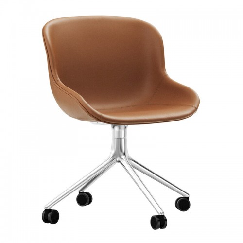 NORMANN COPENHAGEN 노만코펜하겐 Hyg 의자 with 4 wheels swivel aluminium - brandy leather Ultr NC604586-41574
