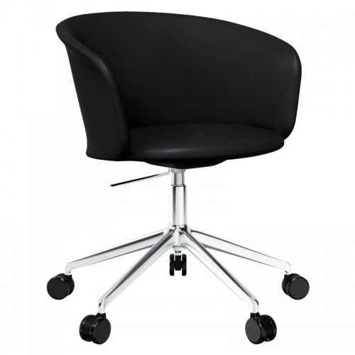 Hem Kendo swivel 의자 w/ castors 블랙 leather - pol. aluminium HE20249
