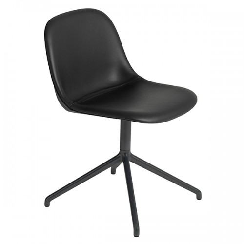 MUUTO 무토 Fiber 사이드 의자 swivel base 블랙 leather MU23415-BLCK-BLCK