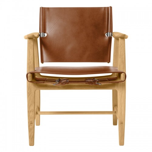CARL HANSEN & SU00F8N BM1106 헌츠맨 체어 의자 오일 오크 - 코냑 레더 - steel Carl Hansen & Su00f8n BM1106 Huntsman chair oiled oak - cognac leather - steel 02774