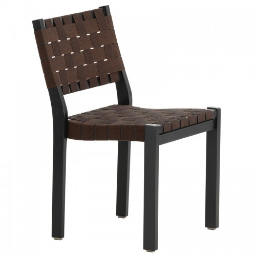 ARTEK 알토 체어 611 블랙 - 블랙/브라운 웨빙 Artek Aalto chair 611 black - black/brown webbing 02596