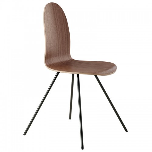 HOWE Tongue 의자 walnut veneer - 블랙 HGVAMCB7WAP