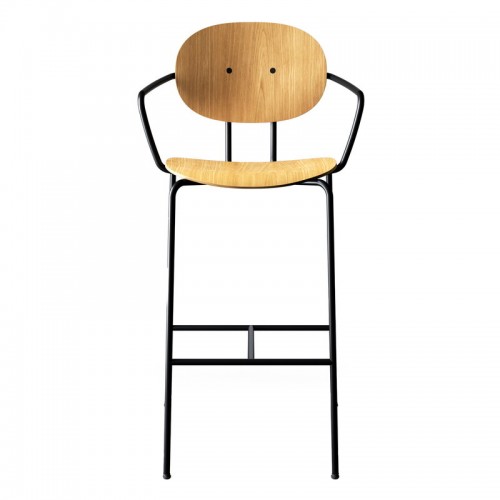 Sibast Piet Hein bar 스톨 with armrest 75 cm 블랙 - oiled oak SBPIETHEIN-BS-AR-BS-OO