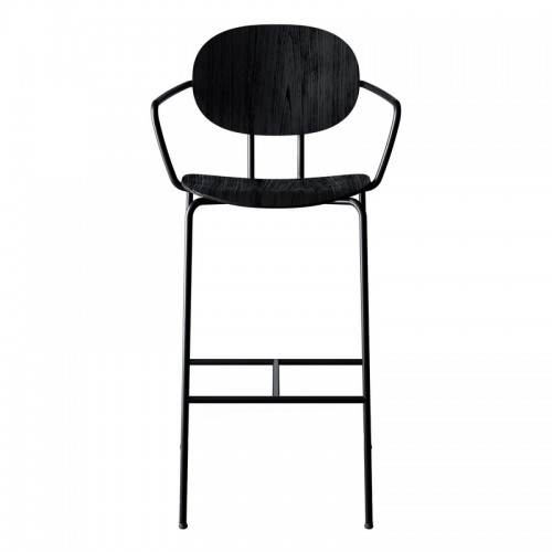 Sibast Piet Hein bar 스톨 with armrest 75 cm 블랙 - 래커 SBPIETHEIN-BS-AR-BS-BO