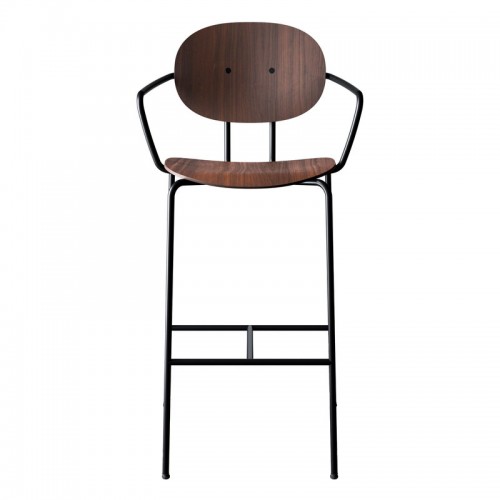 Sibast Piet Hein bar 스톨 with armrest 75 cm 블랙 - oiled walnut SBPIETHEIN-BS-AR-BS-OW