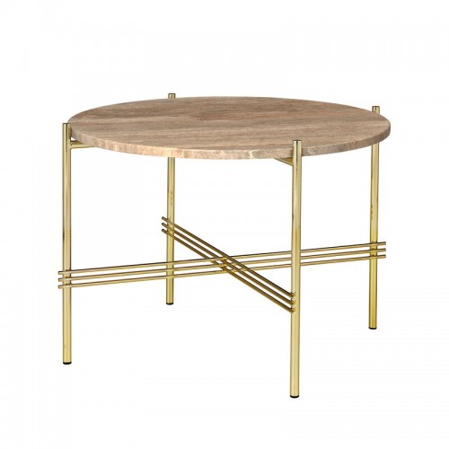 GUBI 구비 TS coffee 테이블 55 cm 브라스 - warm 타우페 travertine GB10085405