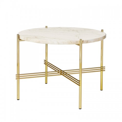 GUBI 구비 TS coffee 테이블 55 cm 브라스 - 화이트 travertine GB10074024