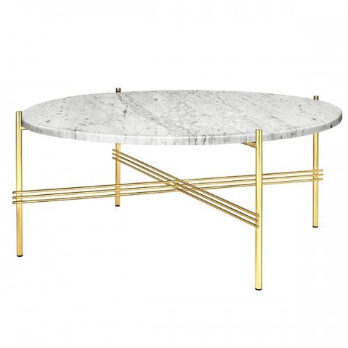 GUBI 구비 TS coffee 테이블 80 cm 브라스 - 화이트 marble GB1002236180-WH-M