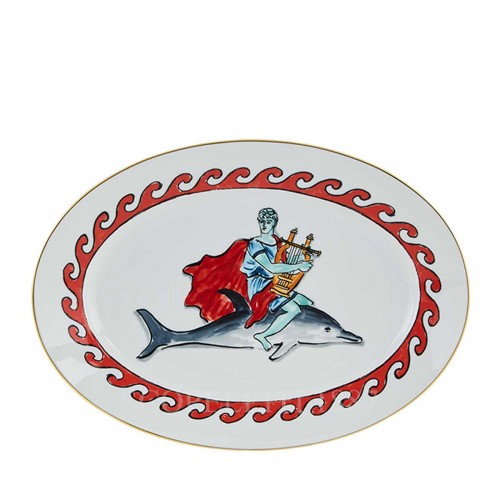 GINORI 1735 Ginori 오발 플래터 Dolphin 화이트 il Viaggio di Nettuno Ginori 1735 Ginori Oval Platter Dolphin White il Viaggio di Nettuno 01089