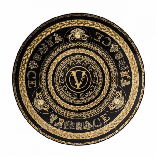 베르사체 Service 접시 33 cm Virtus Gala 블랙 Versace Service Plate 33 cm Virtus Gala Black 02434