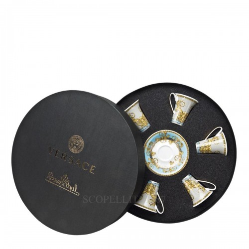 베르사체 Gift Set of 6 에스프레소 컵S and 소서 Prestige Gala Le Bleu Versace Gift Set of 6 Espresso Cups and Saucers Prestige Gala Le Bleu 02255