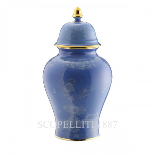 GINORI 1735 Potiche 라지 화병 꽃병 With 커버 오리엔트E Italiano Pervinca Ginori 1735 Potiche Large Vase With Cover Oriente Italiano Pervinca 01456