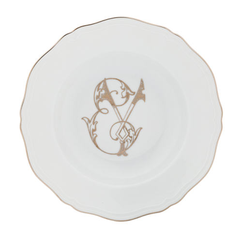 지노리 1735 파스타접시 Corona 모노GRAM platino Ginori Soup plate Monogram 00198