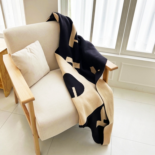 에녹댄스 넘버스 프리미엄 코튼 블랭킷_차콜 & 오트밀 / Numbers Premium Cotton Blanket_Charcoal & Oatmeal / Big Size 90cm x 160cm / 1200g / Cotton 100% / Tubular Jacquard Knitting Artwork