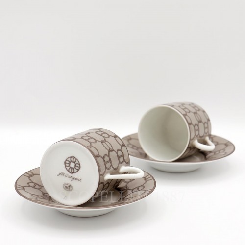 에르메스 Set of 2 커피잔S and 소서 Fil d’argent Gris Hermes Set of 2 Coffee cups and saucers Fil d’argent Gris 00178 3/3