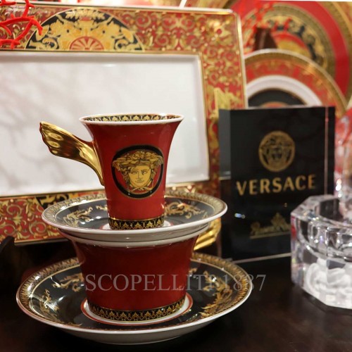 베르사체 티 컵앤소서 메두사 Red Versace Tea Cup and Saucer Medusa Red 02063 3/3