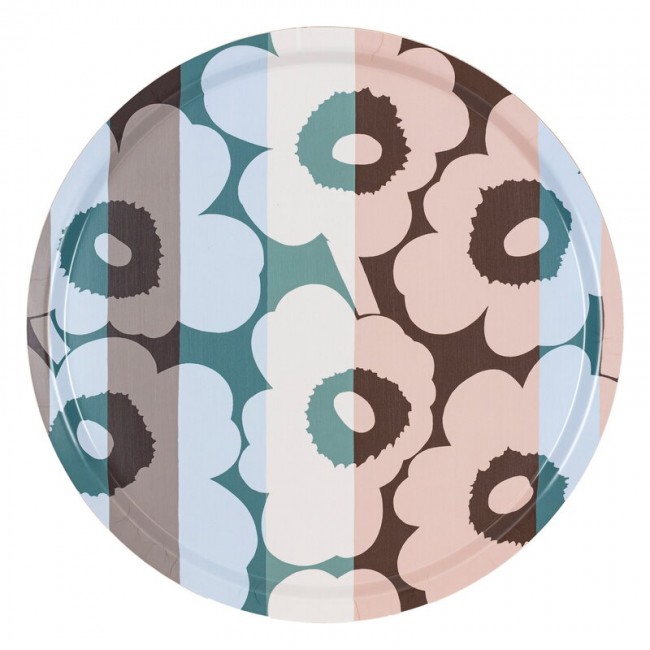 MARIMEKKO 마리메꼬 Unikko Ralli 트레이 46 cm cream - sky 블루 로즈 MA071553-153