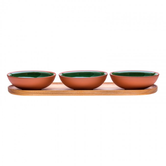 VAIDAVA CERAMICS V아이다VA 세라믹S Earth 볼 0 2 L set of 3 + 트레이 moss 그린 VV700