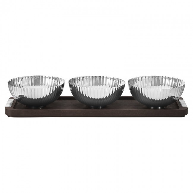 GEORG JENSEN 조지젠슨 Bernadotte 트레이 with 볼S steel - 스모크 oak GJ10018216
