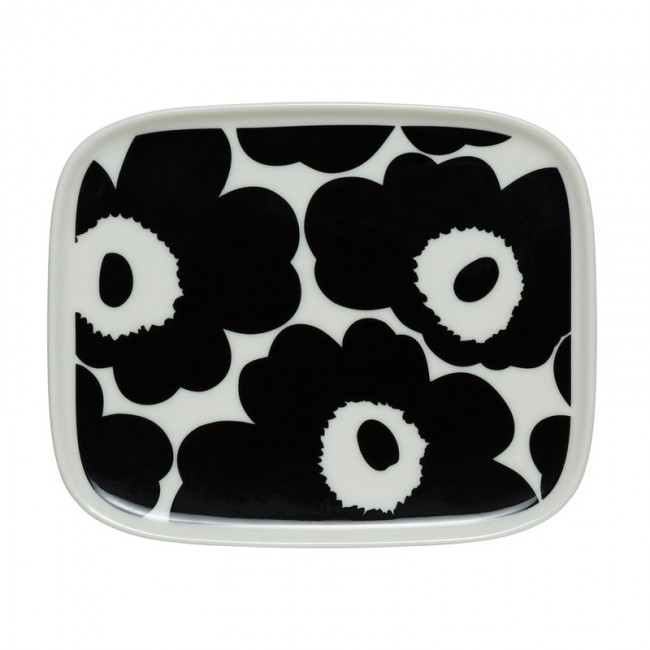 MARIMEKKO 마리메꼬 Oiva - Unikko 접시 15 x 12 cm 화이트 블랙 MA071067-190