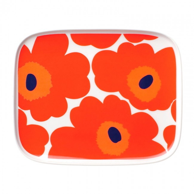MARIMEKKO 마리메꼬 Oiva - Unikko 접시 15 x 12 cm 화이트 red 블루 MA063436-001