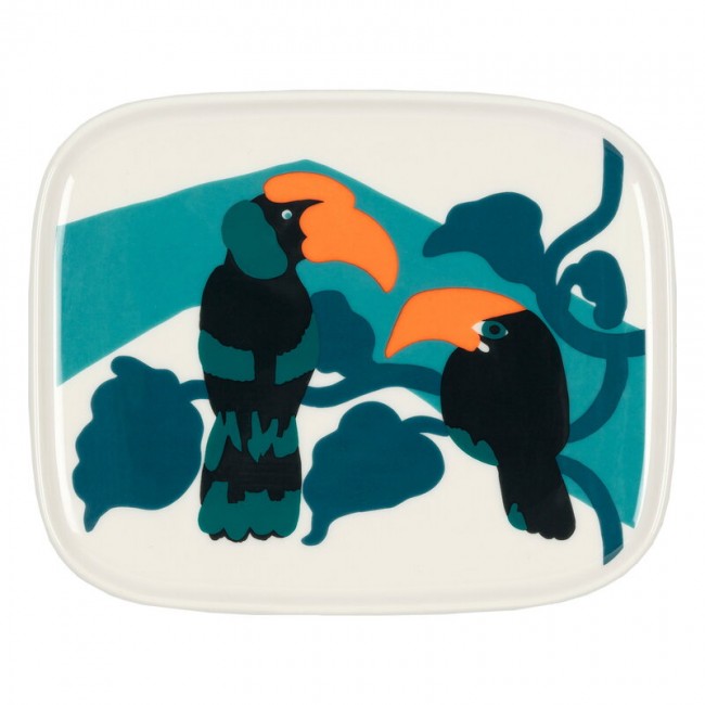 MARIMEKKO 마리메꼬 Oiva - Pepe 접시 15 x 12 cm 화이트 터쿼이즈 오렌지 MA071594-171