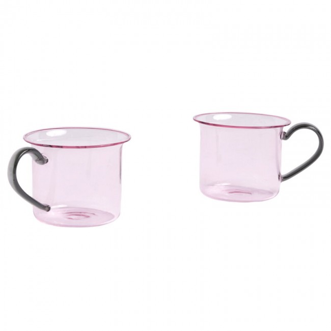 HAY 헤이 유리컵 2 pcs 핑크 with grey handle HA541002