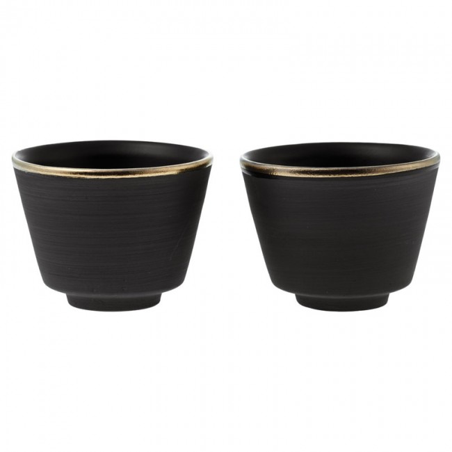 VAIDAVA CERAMICS V아이다VA 세라믹S Eclipse 골드 에스프레소 컵 set of 2 블랙 - VV682