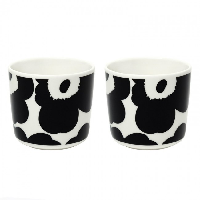 MARIMEKKO 마리메꼬 Oiva - Unikko 커피잔 w/o handle 2 pcs 화이트 블랙 MA070637-190