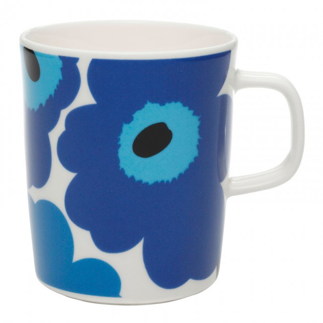 MARIMEKKO 마리메꼬 Oiva - Unikko 머그 2 5 dl 화이트 블루 MA063431-017