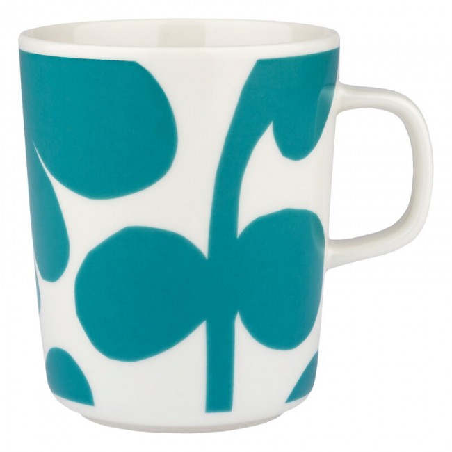 MARIMEKKO 마리메꼬 Oiva - Leikko 머그 2 5 dl 화이트 터쿼이즈 MA071595-170