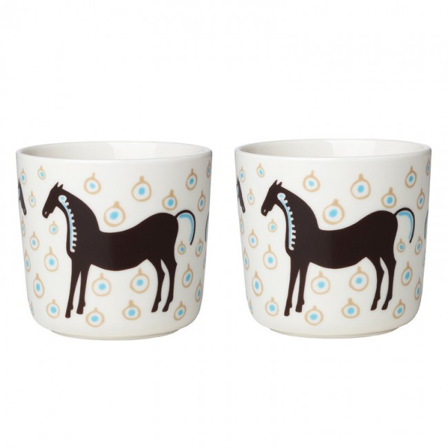 MARIMEKKO 마리메꼬 Oiva - Musta Tamma 커피잔 w/o handle 2 pcs 화이트 brown MA071099-185