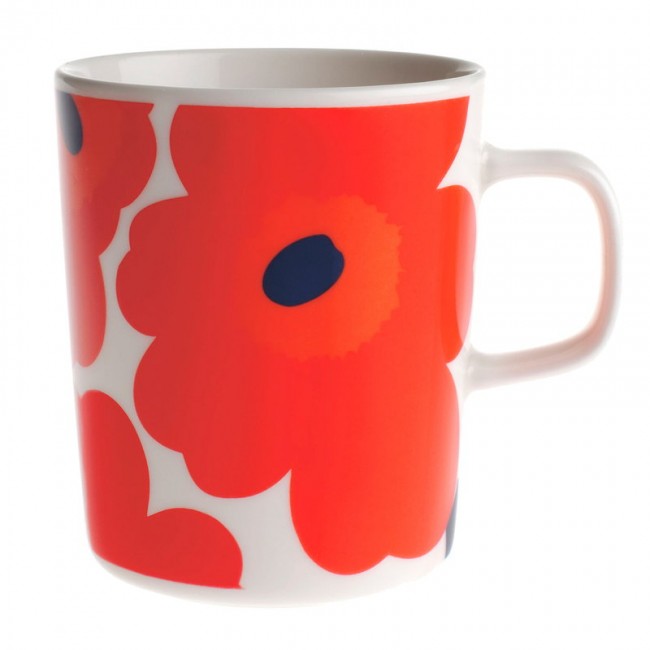 MARIMEKKO 마리메꼬 Oiva - Unikko 머그 2 5 dl 화이트 red 블루 MA063431-001