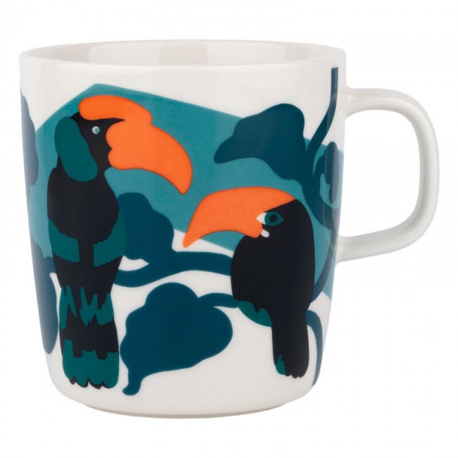 MARIMEKKO 마리메꼬 Oiva - Pepe 머그 4 dl 화이트 터쿼이즈 오렌지 MA071646-171