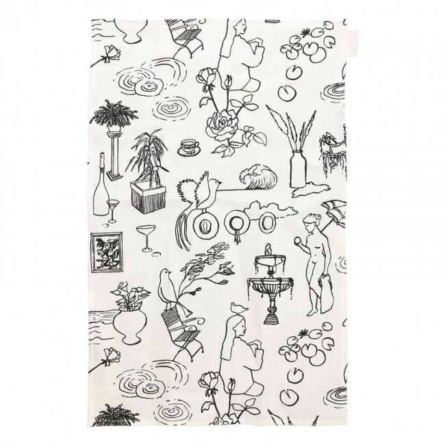 Saana ja Olli Mielenmaisemia tea TOWEL/P레이스 mat 화이트 - 블랙 SOHMP11-9-WH-BL