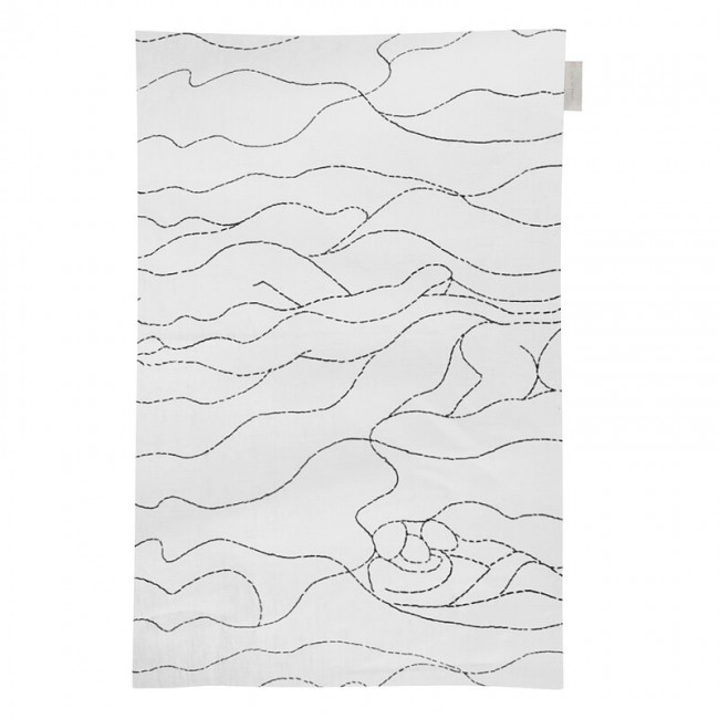 Saana ja Olli Rakkauden meri tea TOWEL/P레이스 mat 화이트 - 블랙 SOHMP13-9-WH-BL
