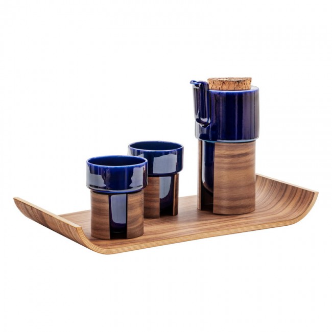 Tonfisk Design Warm 티 세트 블루 - walnut cork lid TFTNK007K
