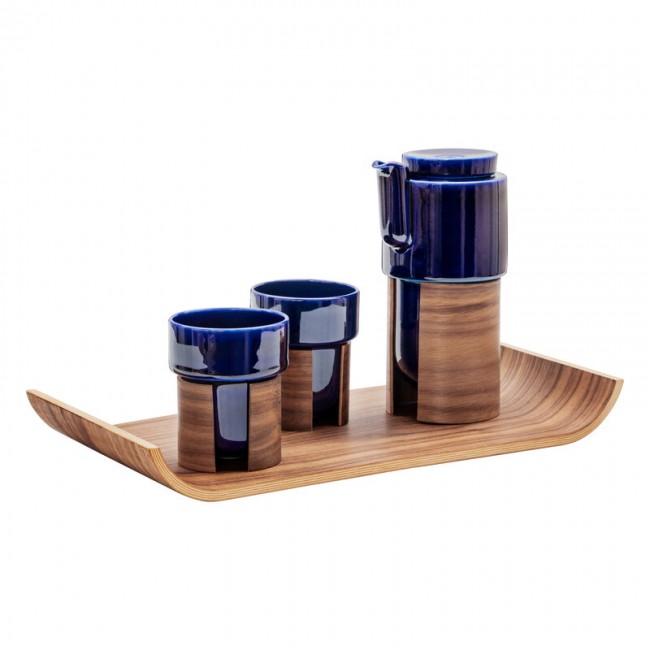 Tonfisk Design Warm 티 세트 블루 - walnut 세라믹 lid TFTNK007
