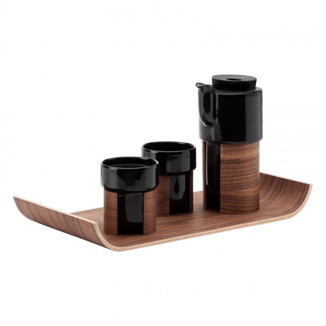 Tonfisk Design Warm 티 세트 블랙 - walnut 세라믹 lid TFTNB007