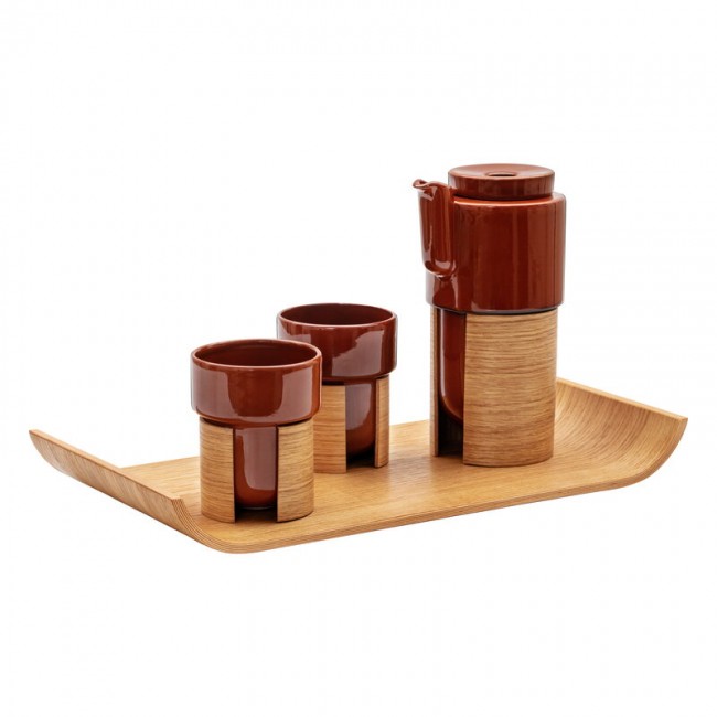 Tonfisk Design Warm 티 세트 brown - oak 세라믹 lid TFTNT007