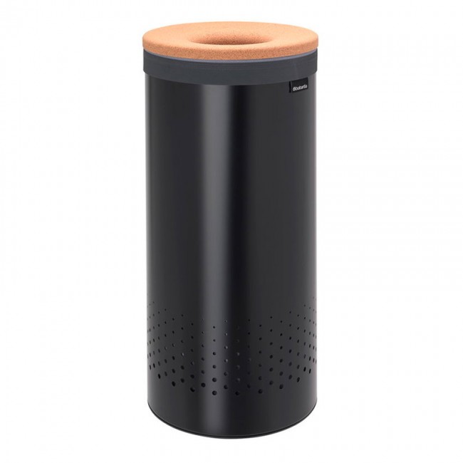 BRABANTIA 브라반티아 Laundry bin 35L 매트 블랙 - cork lid BA120008
