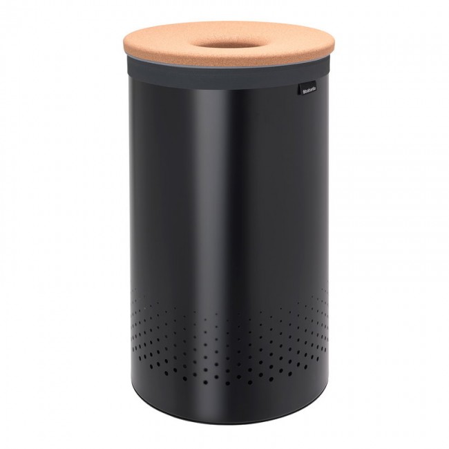 BRABANTIA 브라반티아 Laundry bin 60L 매트 블랙 - cork lid BA120022