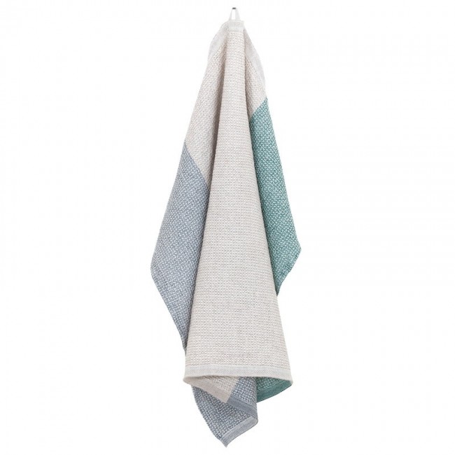 Lapuan Kankurit Terva giant towel 화이트 - multi 린넨 aspen 그린 LT73662