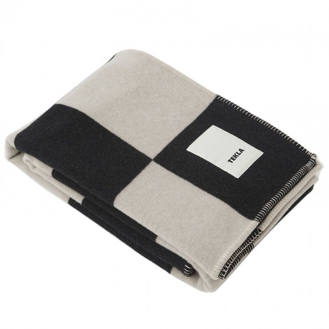 Tekla Cashmere 담요 블랭킷 150 x 200 cm 블랙 checkerboard TEKCA-BL-150X200